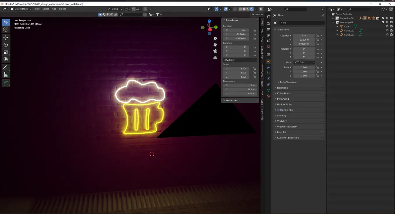 Imported vector image with ray-tracing engine (Blender) Imported vector image with ray-tracing engine (Blender)